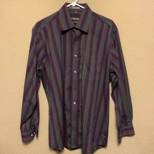 Forsynth of Canada Men’s Long Sleeved Dress Shirt Size L Multicolor Stripes